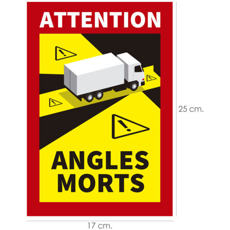 rotulo / pegatina adhesivo angulo muerto camion 25x17 cm. pegatina angulo muerto francia obligatoria