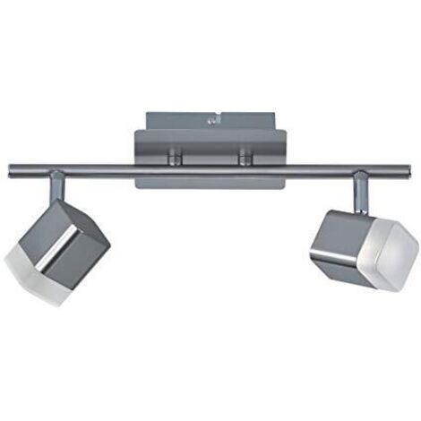 ROUBAIX BARRA 2 SPOTS LED 7W 800lm, 3000K QUADRATI METALLO ACCIAIO SATINATO L.34CM