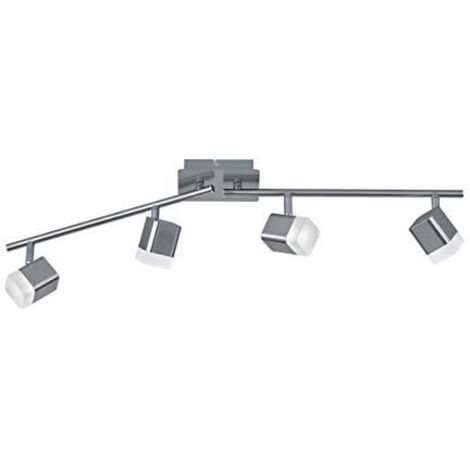 ROUBAIX BARRA 4 SPOTS LED 14W 1600lm, 3000K QUADRATI METALLO ACCIAIO SATINATO L.80CM