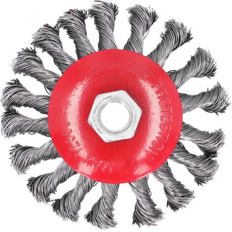 Roue à Fil Torsadé Nettoyage Métal Brosse Nœudée pour Meuleuse Élimination Rouille Peinture M10x1.5 4 Pouces