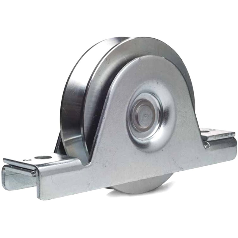 Roue à gorge en V Ø 80 mm pour rail en V , monture à encastrer