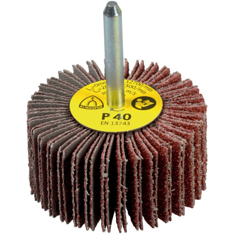 Klingspor - Meule à lamelles sur tige km 613 Ø50xH30mm K.40 Corindon tige-D.6mm (Par 10)