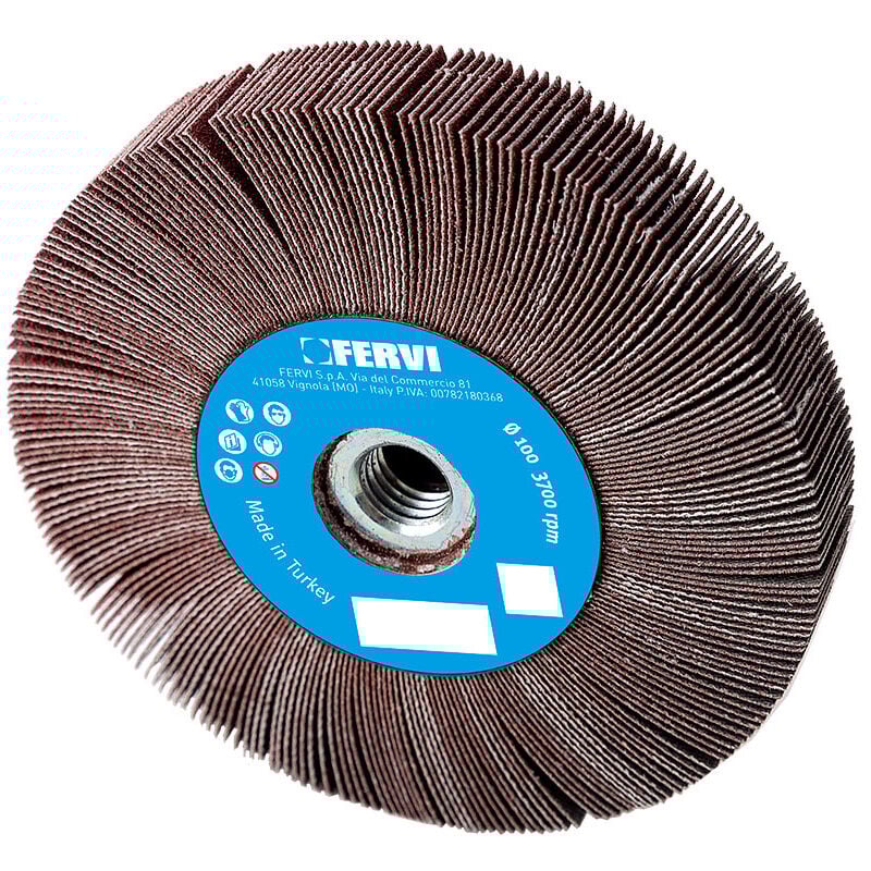 Fervi - Roue a lamelles en toile trou filete 115 x 20 mm m14 grain 120