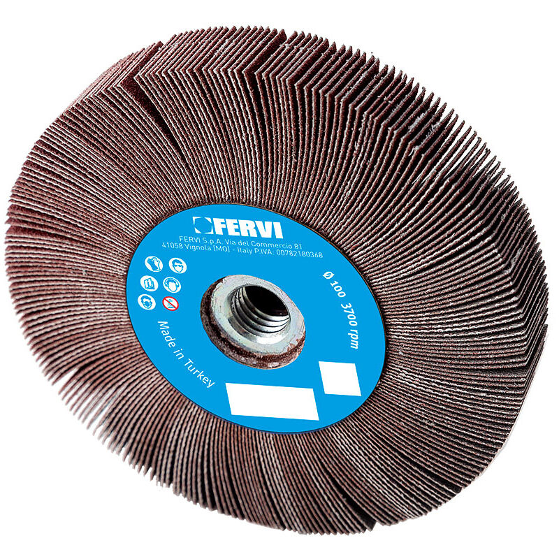 Fervi - Roue a lamelles en toile trou filete 125 x 20 mm m14 grain 120