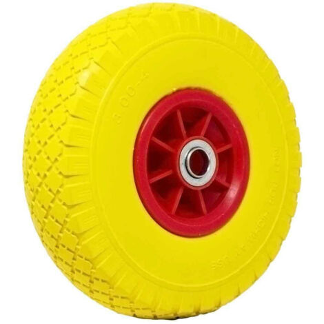 Roue à Pneu Solide Jaune Pu Brouette 25cm Jante Plastique