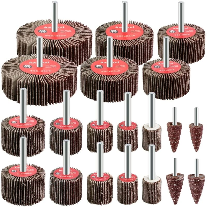 Roue Abrasive 20 pièces Grain 80 Disque a lamelle pour Brosse Poncage Perceuse Accessoires Polissage Bois Metal