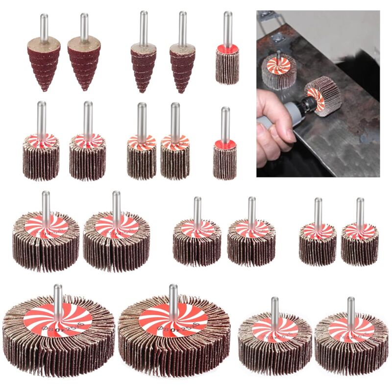 Yozhiqu - Lot de 20 roues à rabats grain 80 Jeu de avec roue de ponçage en forme de cône pour enlever la rouille et la soudure, pour Outils Rotatifs