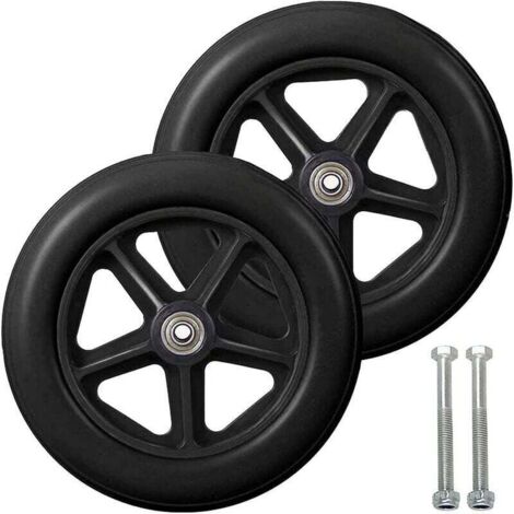Roue Avant 8 Pouces Pour Fauteuil Roulant 2 Pneus Pleins Antidérapants 190 mm Gris Noir