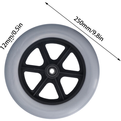 Roue avant de fauteuil roulant 10 pouces, pneu de roulette de marcheur, accessoire gratuit plat 12mm 10x2 6001