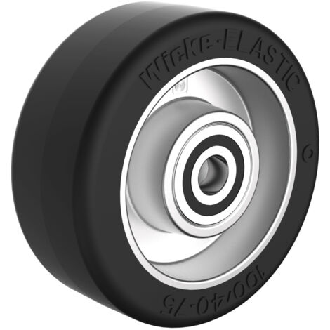 Roue caoutchouc EASYROLL® NOIR, 100 x 40 alésage 12 longueur de moyeu 40 mm  roulement à billes
