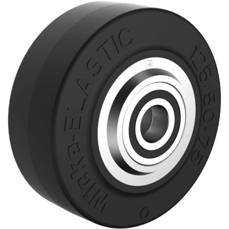Roue caoutchouc EASYROLL® NOIR, 125 x 50 alésage 20 longueur de moyeu 60 mm  roulement à billes