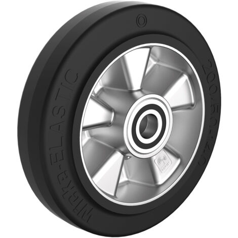 Roue caoutchouc EASYROLL® NOIR, 250 x 50 alésage 25 longueur de moyeu 60 mm  roulement à billes