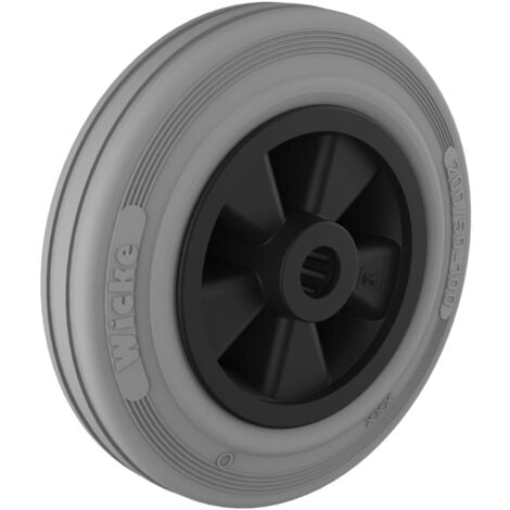 Roue caoutchouc gris diamètre 200 x 50 alésage 20 longueur de moyeu 60 mm roulement à rouleaux