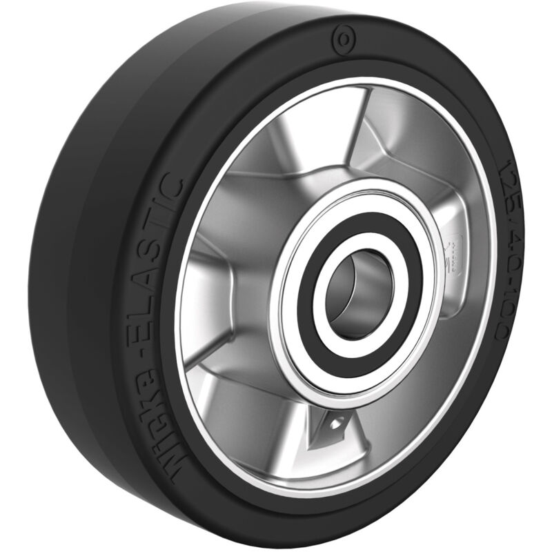 2gt Roues Et Roulettes - Roue caoutchouc easyroll® noir, 125 x 40 alésage 25 longueur de moyeu 50 mm roulement à billes