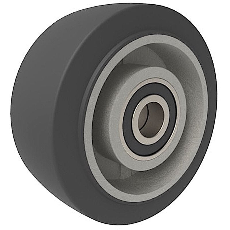 Roue caoutchouc EASYROLL® NOIR MAX, 150 x 50 alésage 25 longueur de moyeu 55 mm roulement à billes