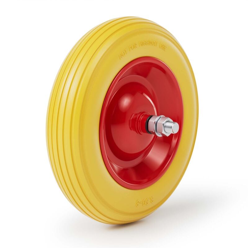 Roue complète increvable 4.00-8 pour Diable – 392 x 92 mm – en pu / Polyuréthane – profil rainuré – Capacité de charge max. 160 kg – pour Brouette