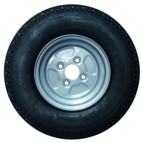 Roue complète remorque 500x10 – 4 trous 100 mm, acier robuste