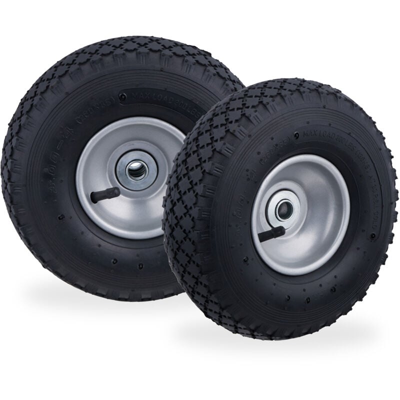 Lot de 8 roues de brouette 3.00-4, complète à air, jante en acier, pour essieu de 16 mm, 100kg, noir/gris