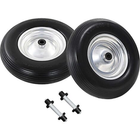 Roue de brouette avec axe 2 pcs PU solide 4.00-8 390 mm CFW161741