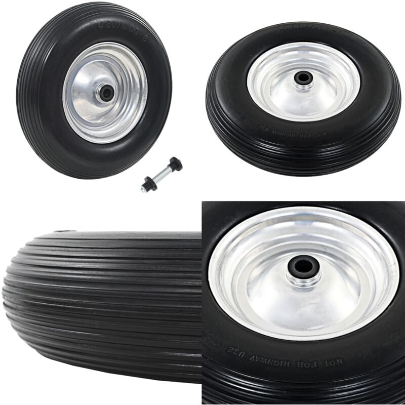 Roue de brouette avec axe pu solide 4.00-8 390 mm - roue de brouette - roues de brouette - Home & Living