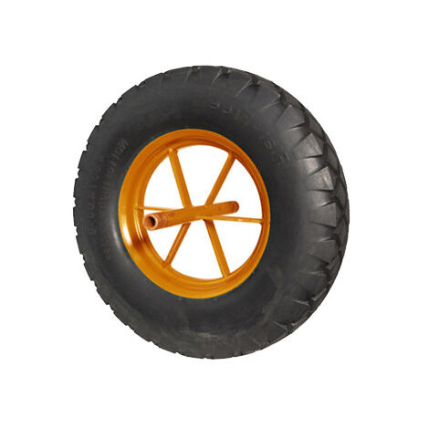 Roue de brouette increvable 400mm – Polyuréthane – Capacité 200 kg – Tube en acier pour chantiers humides – Guitel
