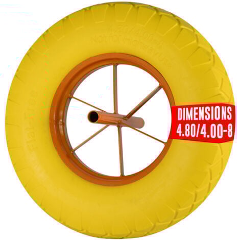 EURO VANADIUM Roue de Brouette Pleine Increvable 15" - Ø 390 mm – Axe 20 mm - Caoutchouc renforcé - Capacité 180 kg - Haute résistance