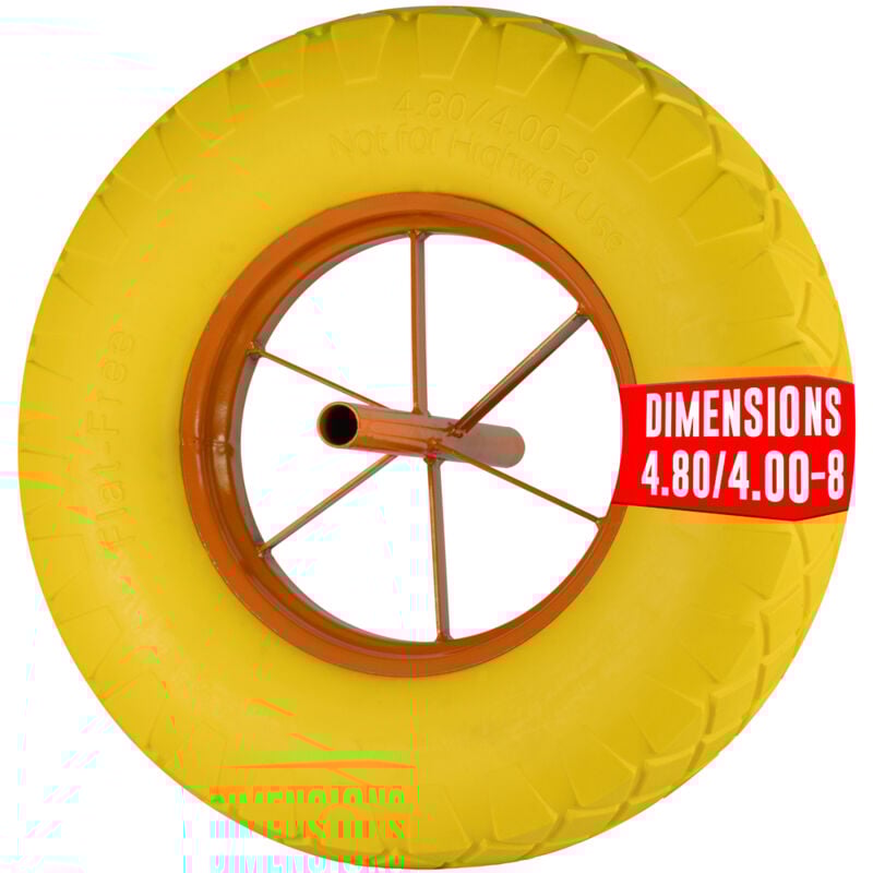 Euro Vanadium - Roue de Brouette Pleine Increvable 15' - ø 380 mm – Axe 20 mm - Caoutchouc renforcé - Capacité 150 kg - Haute résistance