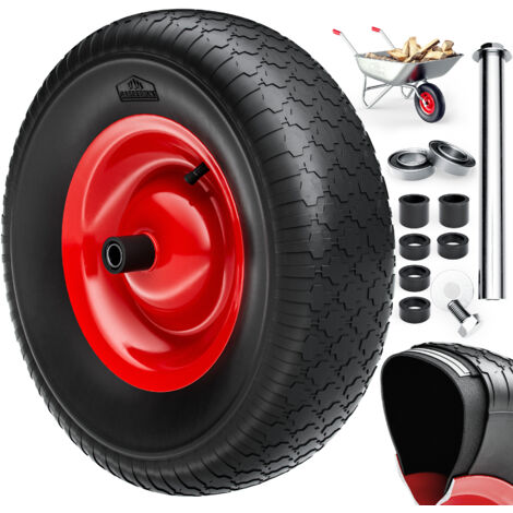 Roue de brouette anti-crevaison en mousse PU avec axe inclus Pneus gonflables