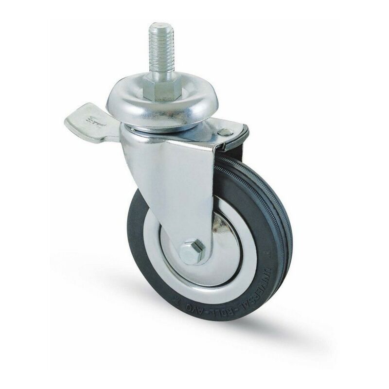 Capaldo - Roue de chariot avec frein d.100x24 avec axe fileté tournant m.14 - Salon