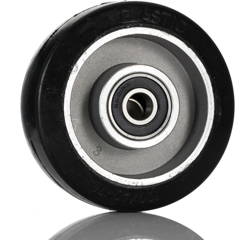 Rs Pro - Roue de chariot Caoutchouc Noir 100mm x 40mm, alésage 12mm, longueur 40mm, Roulement à bille, Capacité de 160kg ( Prix pour 1 )