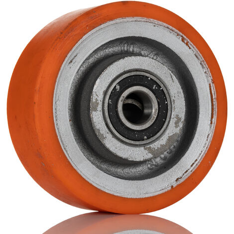 Roue de chariot , Polyuréthane 100mm x 40mm, alésage 15mm, longueur 47mm, Double voie de roulement, Capacité de 350kg ( Prix pour 1 )
