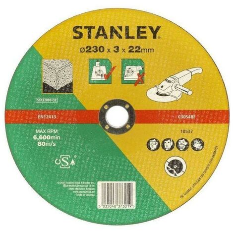 Roue de coupe stanley pour pierre et mÉtal 230x3.4 sta32090-qz