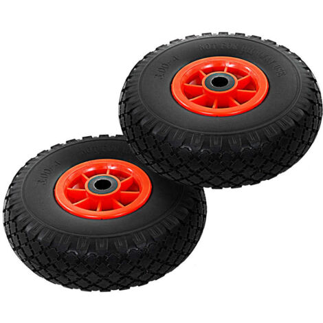 Lot De 2 Roues De Diable En Caoutchouc 4.10/3.50-4 (260x83mm) - Bande De Roulement Spéciale, Capacité 100kg Chacune