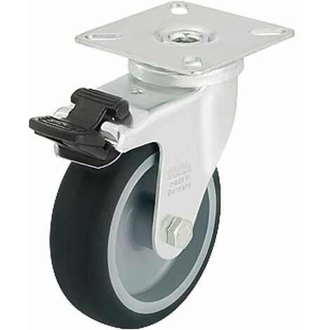 Roue de guidage avec blocage LPA-TPA 100G-FI, charge 70 kg roue diam. 100 mm, taille plaque 60x60mm