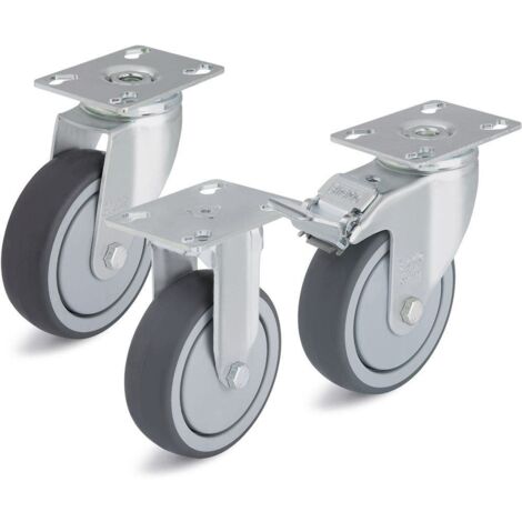 Roue de guidage avec blocage LPA-TPA 75G-FI, charge 75 kg roue diam. 75 mm, taille plaque 60x60mm