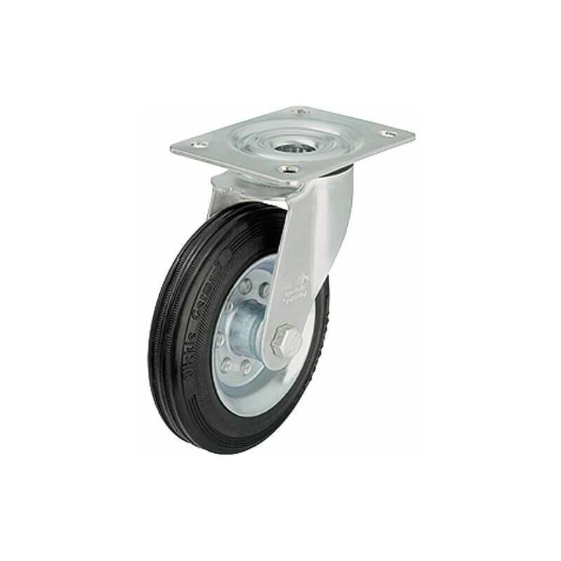 Blickle - Roue de guidage caoutchouc av jante le-ve 200R, charge limite 205 kg Roue diam. 200mm, dim plaque 140x110mm