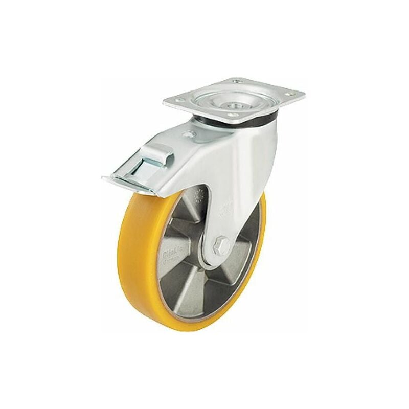 Roue de guidage poids lourd av blocage lk-alth 100K-3-FI, charge 250 kg roue diam. 100mm, dim plaque 140x110mm