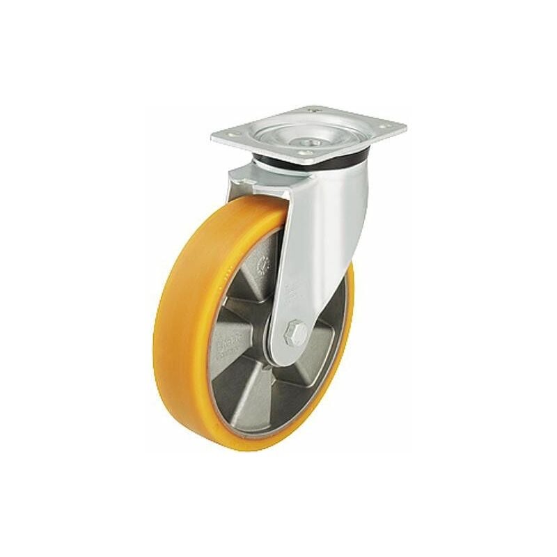 Roue de guidage poids lourd PU/acier lk-alth 125K-3, charge 350 kg, roue diam. 125mm, dim plaque 140x110mm