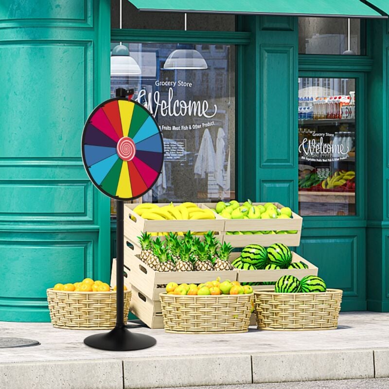 Maisonchic - Roue de la Fortune 60 cm sur Pied Solide avec 14 Slots Hauteur Réglable 80/148CM Stylo Effaçable et Effaceur Inclus CW6750 design in