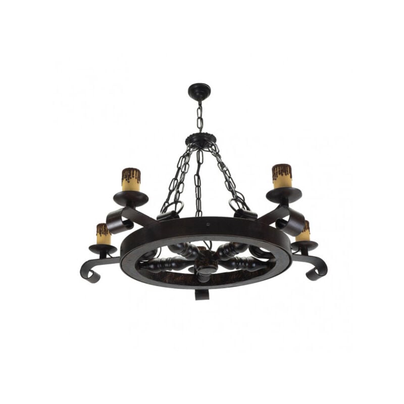 Fabrilamp - Lampe de Ceiling Rustic Wheel 5 Lights. 5xE27 60w. Mesures 68x55cm.