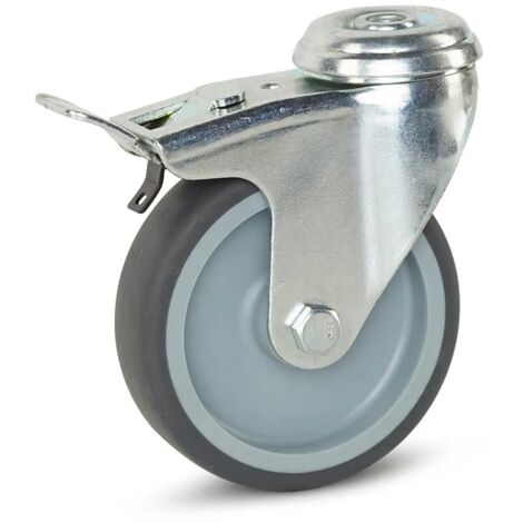 Roue de meuble pivotante freinée - MESO - Trou central - 100 mm - 90 kg