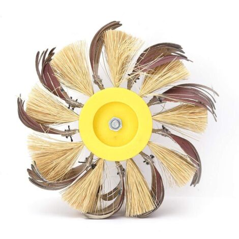 Roue de Polissage, Brosse de Polissage en Tissu Abrasif pour la Ponceuse de Meuleuse Rotative Manuelle/Électrique 6mm Arbre Monté(180)