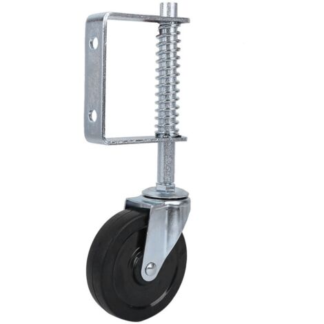 Roue de portail en caoutchouc de 4 pouces, roulette pivotante à ressort, capacité de charge robuste de 110lb