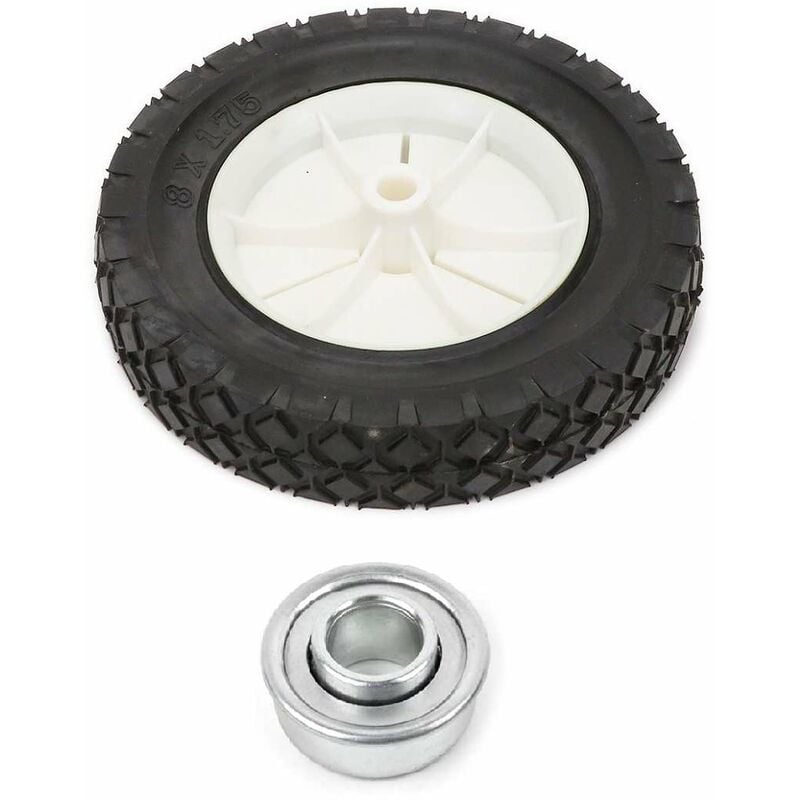 Cyclingcolors - Roue de tondeuse universelle diamètre 200mm avec pneu 8 x 1,75 moyeu 35mm + roulement tracteur autoportée