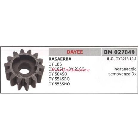 Roue dentée automotrice droite DAYEE tondeuse à gazon DY 18S SH 027849