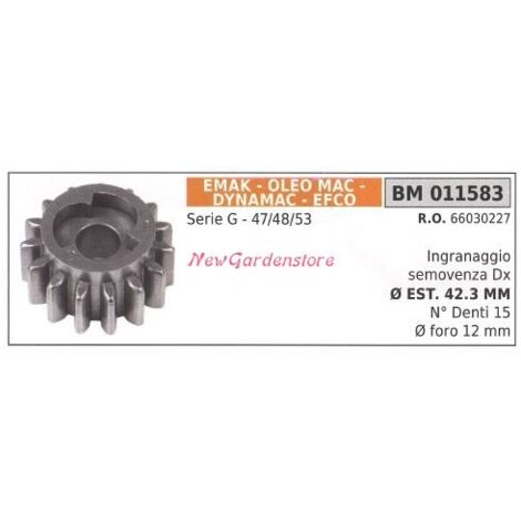 Roue dentée automotrice droite EMAK tondeuse série G 011583
