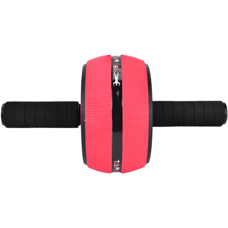 Roue d'entraînement abdominal pour fitness à domicile - Rouleau gym avec tapis d'exercice (rouge et noir)