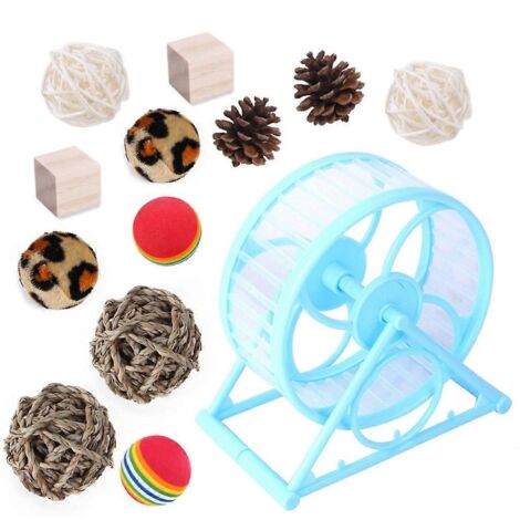 Roue d'exercice pour hamster, ensemble de jouets à mâcher pour hamster, roue de course silencieuse pour hamster
