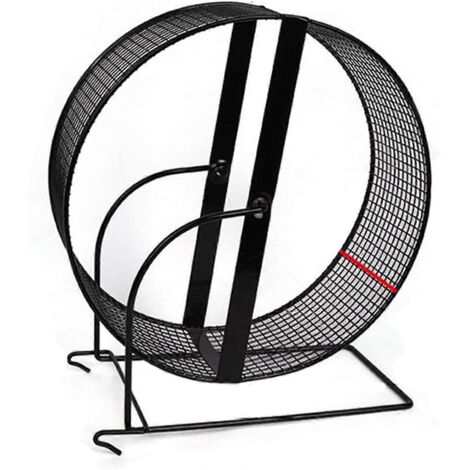 Roue d'exercice silencieuse pour hamster en métal avec support, facile à utiliser.