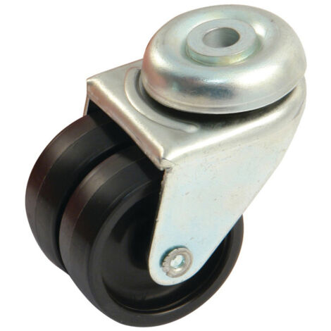 Roue double galet 50mm à oeil trou 10mm pivotante - AVL - 590313A